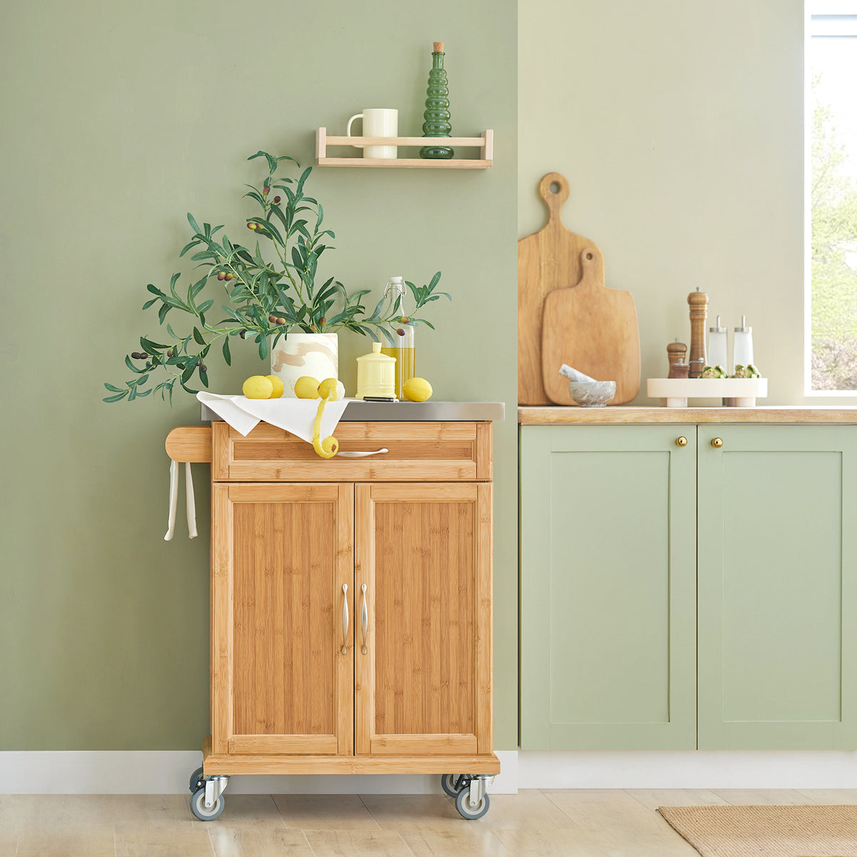 Carrello Cucina Salvaspazio - Shabby Maiolica Yellow Green – Kimy Design