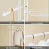 SoBuy KLS04-II-W, Telescopic Appendiabiti da Terra, Robusto Stand Appendiabiti con Aste e Ripiani, Armadio Aperto Regolabile per Camera da Letto, Porta Abiti Bianco