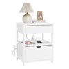 SoBuy FRG258-II-E-W, Comodino con 4-in-1 stazione di ricarica e 2 cassetti, 45x38x55,5 cm | Piccolo tavolino da letto salvaspazio per adulti e adolescenti, Bianco, per camera da letto e soggiorno