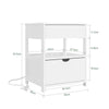 SoBuy FRG258-II-E-W, Comodino con 4-in-1 stazione di ricarica e 2 cassetti, 45x38x55,5 cm | Piccolo tavolino da letto salvaspazio per adulti e adolescenti, Bianco, per camera da letto e soggiorno