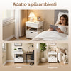 SoBuy FRG258-II-E-W, Comodino con 4-in-1 stazione di ricarica e 2 cassetti, 45x38x55,5 cm | Piccolo tavolino da letto salvaspazio per adulti e adolescenti, Bianco, per camera da letto e soggiorno
