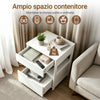 SoBuy FRG258-II-E-W, Comodino con 4-in-1 stazione di ricarica e 2 cassetti, 45x38x55,5 cm | Piccolo tavolino da letto salvaspazio per adulti e adolescenti, Bianco, per camera da letto e soggiorno