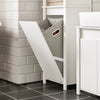 SoBuy BZR102-W Armadio da Bagno Alto con Cesto per la Biancheria – Mobiletto Salvaspazio Stretto, Mobile Colonna da Bagno in Legno, Bianco, 45 x 171 x 35 cm