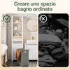 SoBuy BZR102-W Armadio da Bagno Alto con Cesto per la Biancheria – Mobiletto Salvaspazio Stretto, Mobile Colonna da Bagno in Legno, Bianco, 45 x 171 x 35 cm