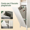 SoBuy BZR102-W Armadio da Bagno Alto con Cesto per la Biancheria – Mobiletto Salvaspazio Stretto, Mobile Colonna da Bagno in Legno, Bianco, 45 x 171 x 35 cm