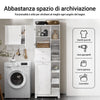 SoBuy BZR104-W Colonna Bagno con Cesto per Linge Mobile Rangemento Alto Armadio Bagno con 6 Ripiani e 2 Cassetti Mobiletto Salvaspazio Bianco 60x37x171 cm