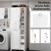 SoBuy BZR104-W Colonna Bagno con Cesto per Linge Mobile Rangemento Alto Armadio Bagno con 6 Ripiani e 2 Cassetti Mobiletto Salvaspazio Bianco 60x37x171 cm