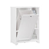 SoBuy BZR105-W Mobiletto da Bagno con Sacco per Biancheria – Mobile con Cesto a Ribalta e 3 Ripiani – Mobile Salvaspazio, Arredo Bagno in Legno per Spazi Ridotti, Bianco, 60x86x37cm