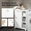 SoBuy BZR105-W Mobiletto da Bagno con Sacco per Biancheria – Mobile con Cesto a Ribalta e 3 Ripiani – Mobile Salvaspazio, Arredo Bagno in Legno per Spazi Ridotti, Bianco, 60x86x37cm
