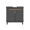 SoBuy Mobile Sottolavabo – Mobiletto da Bagno con Ante – Mobile Sottolavabo Stretto in Legno per Piccoli Spazi, Grigio, 60 x 59 x 30 cm, BZR113-DG