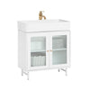 SoBuy Mobile sottolavabo con ante in vetro 60x30x58cm BZR115-W