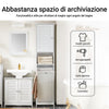 SoBuy BZR124-W Mobile Bagno Colonna Salvaspazio con Portabiancheria Armadietto Alto e Stretto per Ambienti Compatti, Mobiletto con Ripiani, Mobile Multiuso Bianco 40x170x38 cm
