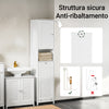SoBuy BZR124-W Mobile Bagno Colonna Salvaspazio con Portabiancheria Armadietto Alto e Stretto per Ambienti Compatti, Mobiletto con Ripiani, Mobile Multiuso Bianco 40x170x38 cm