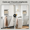 SoBuy BZR124-W Mobile Bagno Colonna Salvaspazio con Portabiancheria Armadietto Alto e Stretto per Ambienti Compatti, Mobiletto con Ripiani, Mobile Multiuso Bianco 40x170x38 cm