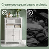 SoBuy BZR13-W Armadio da Bagno – Mobile da Bagno Salvaspazio con Ripiani e Porte, Credenza in Legno Stretto per Corridoio e Soggiorno, Bianco, 60 x 90 x 26 cm