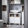 SoBuy BZR148-W Mobile Sottolavabo per Bagno Mobiletto Salvaspazio Armadietto con Anta e 2 Ripiani, Design Bianco-Legno, Ideale per Lavandino, Arredo Bagno Componibile 60x30x61 cm