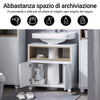 SoBuy BZR148-W Mobile Sottolavabo per Bagno Mobiletto Salvaspazio Armadietto con Anta e 2 Ripiani, Design Bianco-Legno, Ideale per Lavandino, Arredo Bagno Componibile 60x30x61 cm