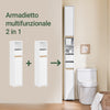 SoBuy BZR151-W Mobile da Bagno per Spazi Stretti - Mobiletto Salvaspazio con Ripiano Regolabile e Cassetto, per Soggiorno e Entrada - Compatto Armadietto Bagno in Legno, Bianco, 20 x 20 x 96 cm