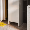 SoBuy BZR154-W Mobiletto Bagno Salvaspazio con Cesto Portabiancheria – Mobile Bagno Bianco 30x30x87 cm con Anta a Ribalta, Armadietto da Bagno Moderno per Bagni Piccoli, WC o Lavanderie