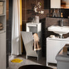 SoBuy BZR154-W Mobiletto Bagno Salvaspazio con Cesto Portabiancheria – Mobile Bagno Bianco 30x30x87 cm con Anta a Ribalta, Armadietto da Bagno Moderno per Bagni Piccoli, WC o Lavanderie