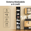 SoBuy BZR201-SCH Mobiletto Bagno Salvaspazio con Ripiani Regolabili - Mobile Bagno Stretto in MDF Impermeabile, Cucina, Corridoio - Nero, 30cm