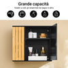 SoBuy BZR204-SCH Pensile Bagno Sospeso con Specchio e Contenitore - Mobiletto Bagno Salvaspazio con Ripiani Regolabili e Design Moderno - Pensile Cucina, Nero, 50x20x45 cm