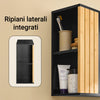 SoBuy BZR204-SCH Pensile Bagno Sospeso con Specchio e Contenitore - Mobiletto Bagno Salvaspazio con Ripiani Regolabili e Design Moderno - Pensile Cucina, Nero, 50x20x45 cm