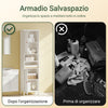 SoBuy BZR209-W Mobile Alto Bagno Salvaspazio con 2 Ante e Ripiani Aperti Colonna Bagno Stretta in MDF E1, Capacità 60kg Armadietto Bagno 45x41,5x170cm