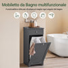 SoBuy BZR21-DG Space-saving bathroom cabinet with drawer and removable laundry basket - Vertical narrow cabinet for small bathroom or laundry room - Bathroom cabinet in gray MDF, W40×D38×H90 cm