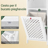 SoBuy BZR211-W Mobiletto Bagno Salvaspazio con Cesto Portabiancheria e Ripiano Aperto – Mobile Bagno in MDF E1 & Tessuto Non Tessuto, Capacità 30kg, Ante Intrecciate con Maniglie Rosse 45x41,5x87cm
