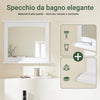 SoBuy BZR212-W Pensile Bagno con Specchio – Mobile Bagno Sospeso Bianco 60x6x53,5cm in MDF E1 e Vetro, Armadietto Bagno Sospeso con Mensola