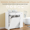SoBuy BZR214-W Mobile Bagno Salvaspazio Alto e Stretto Mobile Colonna con 1 Cassetto, 2 Cesti Portabiancheria e Ripiano Estraibile Armadietto da Bagno Multiuso 78x38x90cm