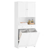 SoBuy BZR215-W Mobile Bagno Salvaspazio con 2 Cesti Portabiancheria e 2 Cassetti Colonna Bagno Stretta 78x38x181cm Armadietto con Ripiano Aperto e Vano per Famiglie e Piccoli Spazi