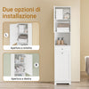 SoBuy BZR216-W Mobile Bagno Salvaspazio Alto con Cesto Portabiancheria 45L – Colonna Bagno Stretto 40x38x180cm con Cassetto in MDF, Ripiano Aperto e Anta Mobiletto per Lavanderia o WC