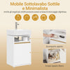 SoBuy BZR222-W, Mobiletto Sottolavabo Bagno Slim, Armadietto da Bagno con Apertura a U per Sifone, Mobile Lavabo Bianco Freestanding per Piccoli Bagni e WC di Servizio, 40×60×30 cm, Bianco