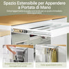 SoBuy BZR223-WN, Mobile Lavatrice con Cesto Biancheria 100x60x95 cm Lavanderia & Bagno | Mobile Sopra Lavatrice, Coprilavatrice con Stendibiancheria Estraibile, Armadio Bianco e Legno