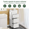 SoBuy BZR29-W Mobiletto Bagno Salvaspazio, Mobile Stretto Bagno 3 Cassetti e 4 Scomparti, Bianco, 30x90x30 cm