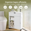 SoBuy BZR31-W Mobiletto da Bagno Stretto con Ruote Armadietto da Bagno con Ante Scorrevoli e Ribaltabile, Comò per Piccoli Spazi e Niche, 52 x 68 x 17 cm, Bianco
