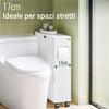 SoBuy BZR31-W Mobiletto da Bagno Stretto con Ruote Armadietto da Bagno con Ante Scorrevoli e Ribaltabile, Comò per Piccoli Spazi e Niche, 52 x 68 x 17 cm, Bianco
