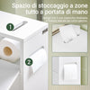 SoBuy BZR31-W Mobiletto da Bagno Stretto con Ruote Armadietto da Bagno con Ante Scorrevoli e Ribaltabile, Comò per Piccoli Spazi e Niche, 52 x 68 x 17 cm, Bianco