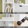 SoBuy BZR31-W Mobiletto da Bagno Stretto con Ruote Armadietto da Bagno con Ante Scorrevoli e Ribaltabile, Comò per Piccoli Spazi e Niche, 52 x 68 x 17 cm, Bianco