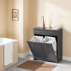 SoBuy BZR33-II-DG Mobiletto bagno con portabiancheria - Mobile bagno salvaspazio con 2 cassetti e 2 sacchi estraibili - Mobiletto lavanderia per ingresso o cucina in MDF, Grigio, 78x38x90cm
