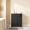 SoBuy BZR33-II-SCH Mobiletto bagno con portabiancheria - Mobile bagno salvaspazio con 2 cassetti e 2 sacchi estraibili - Mobiletto lavanderia per ingresso o cucina in MDF, Nero, 78x38x90cm