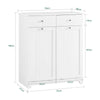 SoBuy BZR33-II-W Mobiletto bagno con portabiancheria - Mobile bagno salvaspazio con 2 cassetti e 2 sacchi estraibili - Mobiletto lavanderia per ingresso o cucina in Legna, Bianco, 78 x 38 x 90 cm