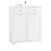 SoBuy BZR33-II-W Mobiletto bagno con portabiancheria - Mobile bagno salvaspazio con 2 cassetti e 2 sacchi estraibili - Mobiletto lavanderia per ingresso o cucina in Legna, Bianco, 78 x 38 x 90 cm