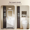 SoBuy BZR34-II-BR Colonna Bagno Stretta – Mobile Bagno Idrorepellente, Alto con Ripiani Regolabili e Cassetto – Armadietto Salvaspazio, MDF, Marrone scuro, 20x180x20cm