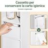 SoBuy BZR34-K-W Mobile Bagno Salvaspazio Colonna Alta Mobiletto Bagno Stretto con Anta e Cassetto Armadietto Bagno Multiuso Mobile Alto per Lavanderia e WC 20x20x145cm
