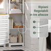 SoBuy BZR43-W Mobile Bagno Alto e Stretto Salvaspazio con Ripiani Aperti e Anta a Doghe – Colonna Bagno da Terra in MDF, Armadietto Moderno per WC o Lavanderia – Bianco/Naturale, 160x40x30 cm