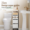 SoBuy BZR54-W Mobiletto Bagno Salvaspazio con Ruote, Mobile Compatto con 3 Cassetti, per WC, Armadietto Bagno in Legno, Facile da Spostare, Bianco, 65x23x82cm