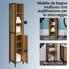 SoBuy BZR62-PF Colonna Bagno Alta e Stretta con 3 Ripiani Aperti e 1 Anta – Mobiletto Salvaspazio Vintage in Metallo e Legno 30x168x28cm